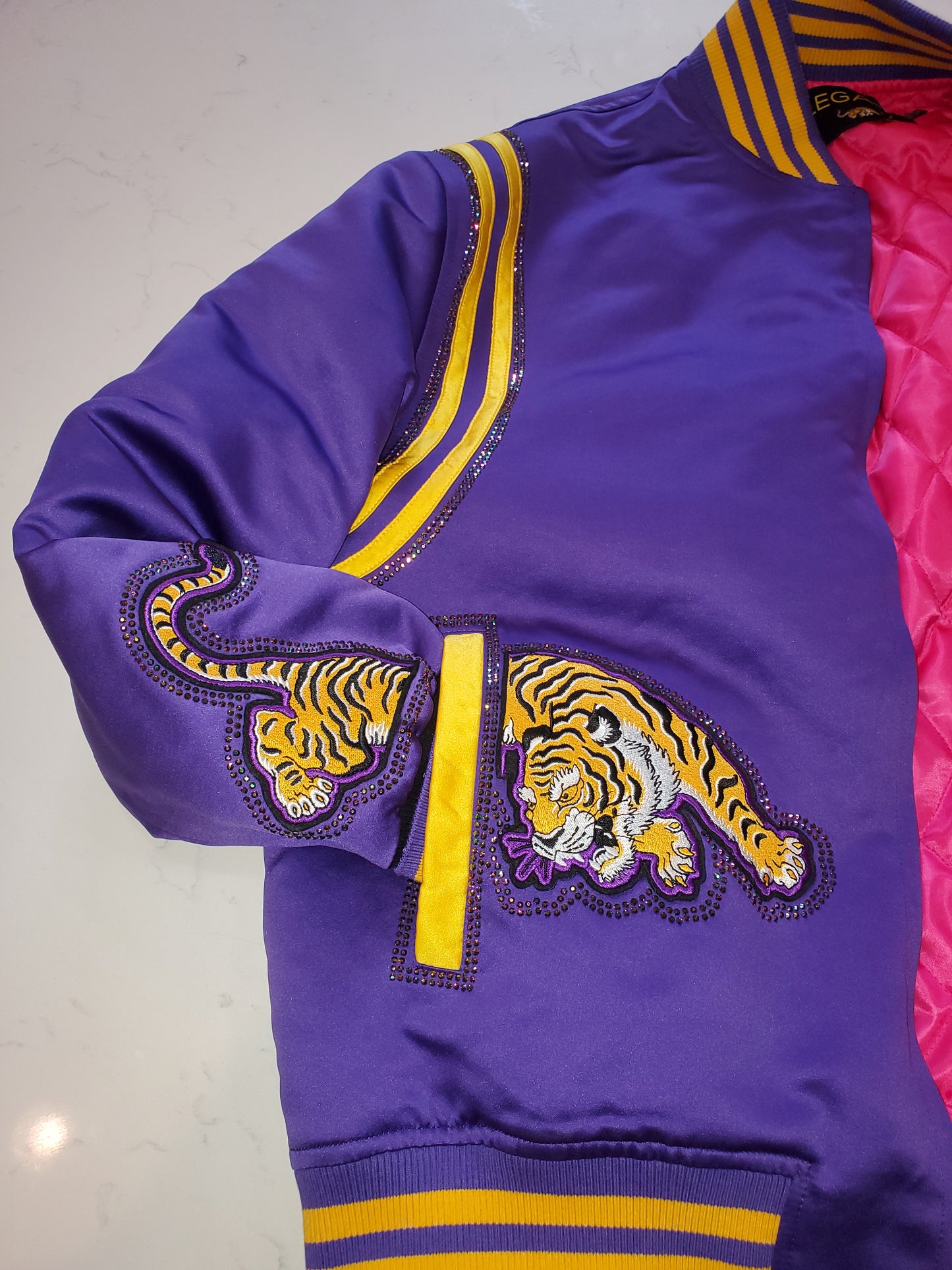 Rhinestone Bomber Jacket - LSU Tiger Pocket Edition