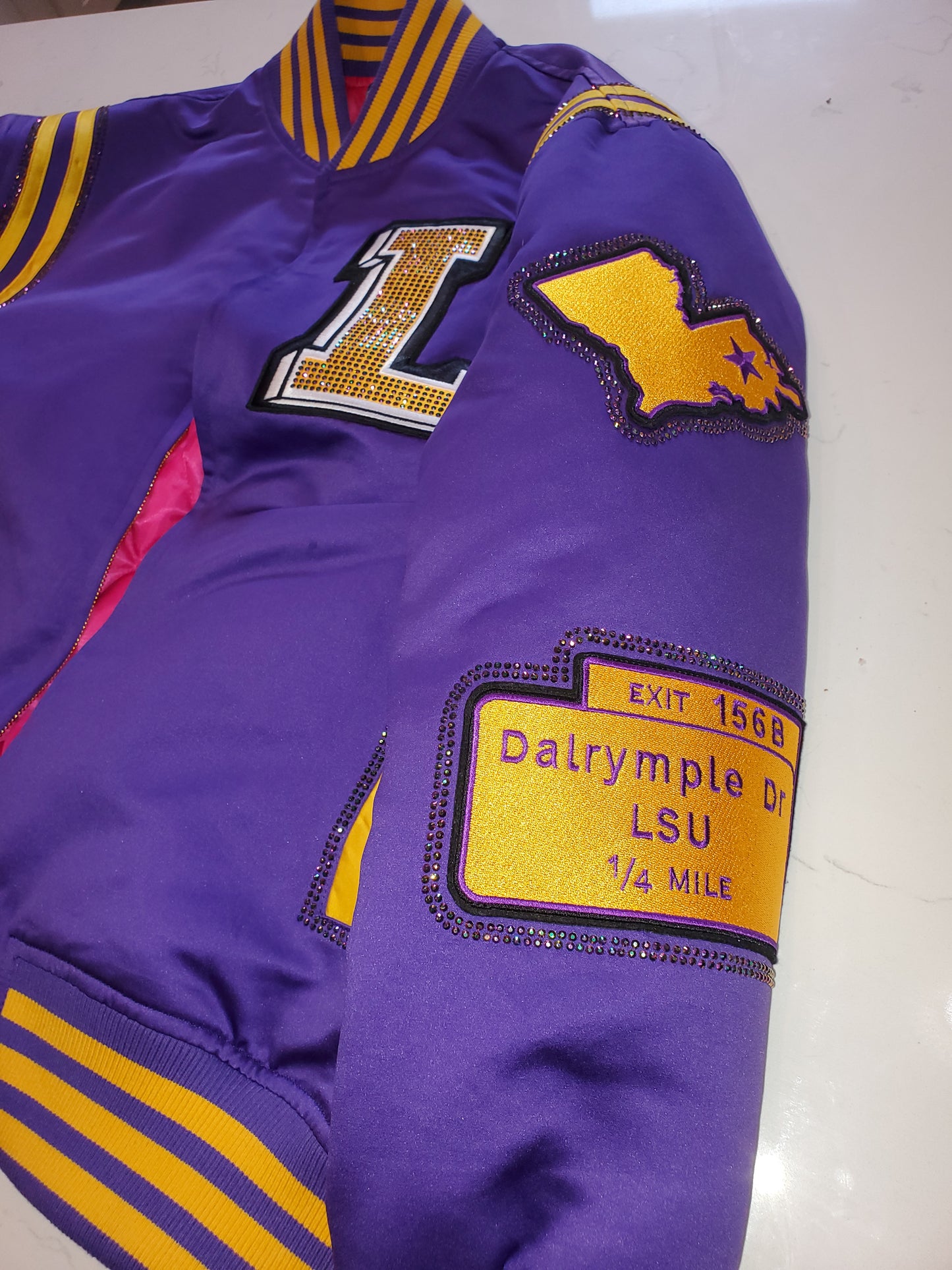 Rhinestone Bomber Jacket - LSU Tiger Pocket Edition