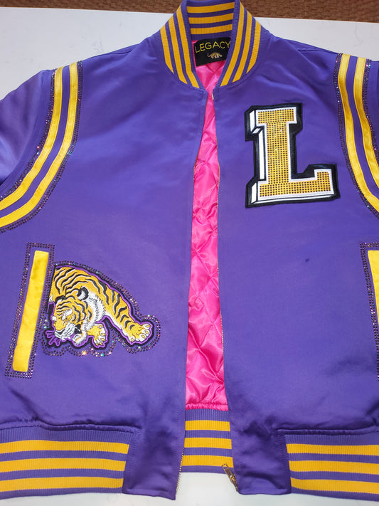 Rhinestone Bomber Jacket - LSU Tiger Pocket Edition