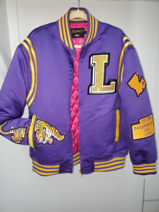 Rhinestone Bomber Jacket - LSU Tiger Pocket Edition