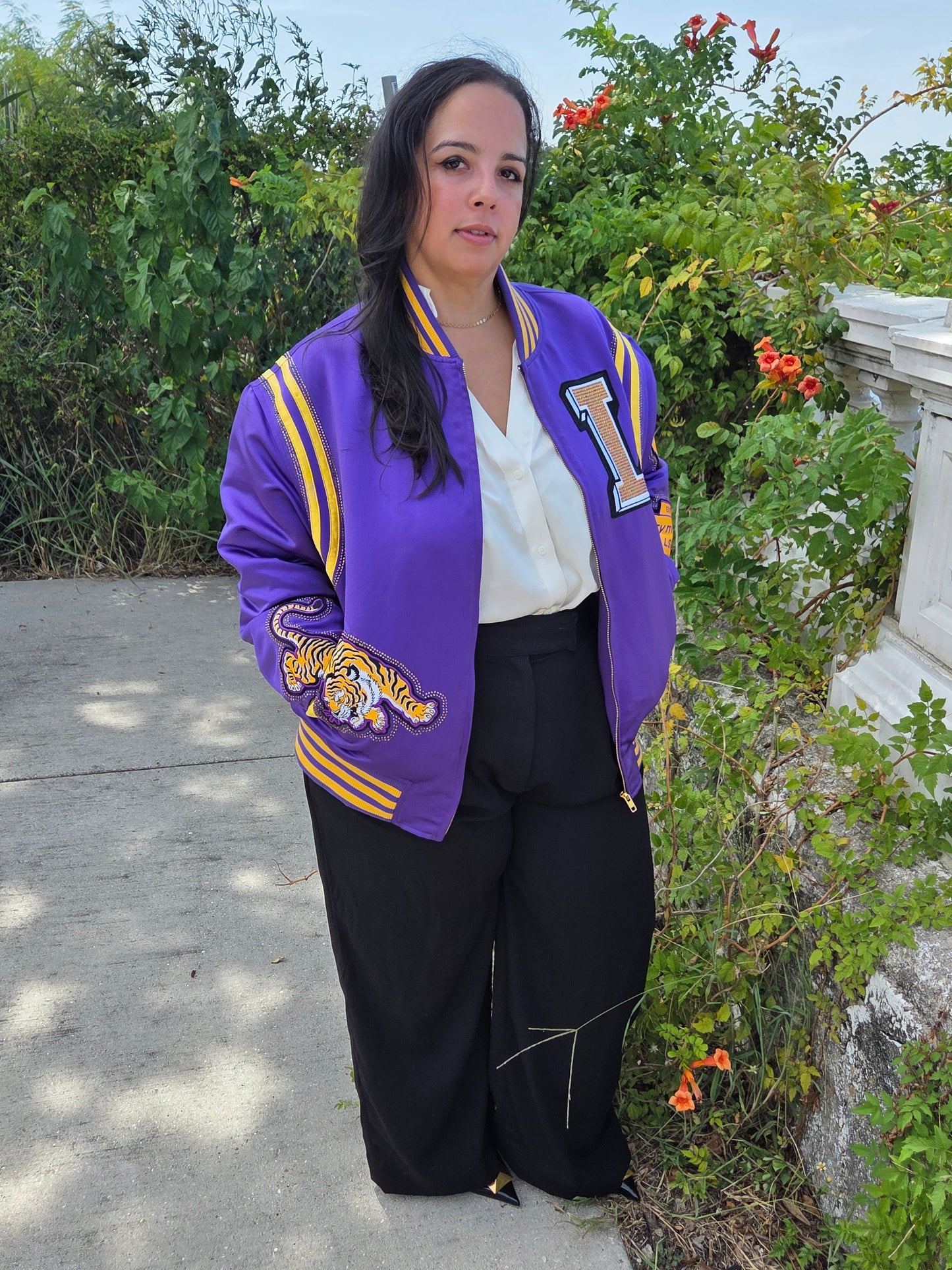 Rhinestone Bayou Bomber Jacket - Tiger Pocket Edition