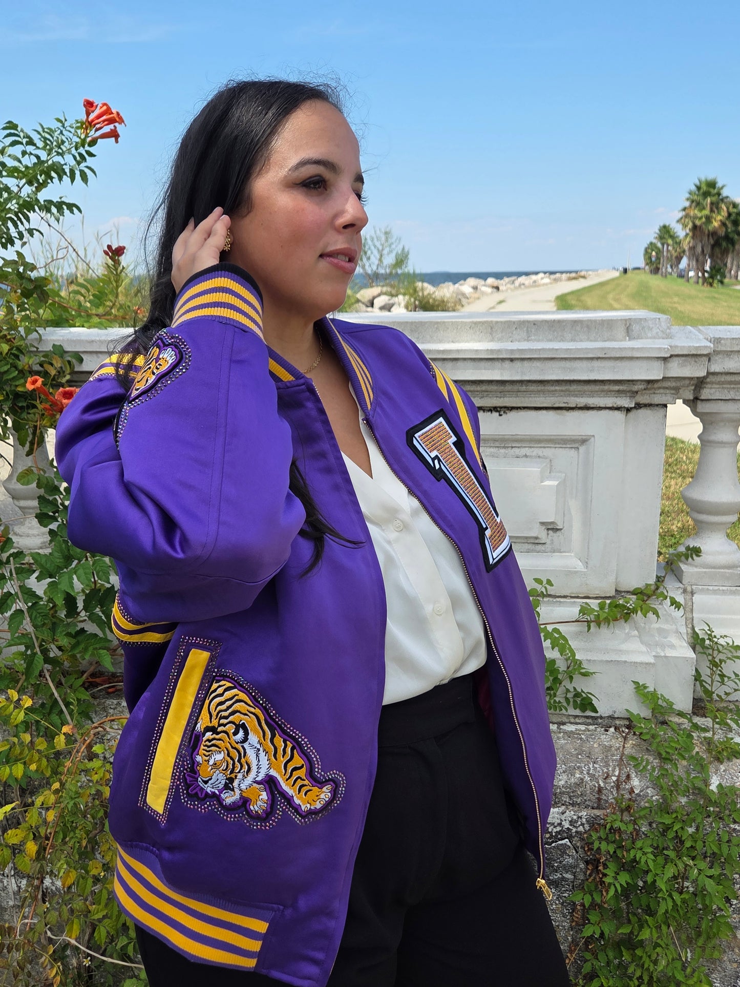 Rhinestone Bayou Bomber Jacket - Tiger Pocket Edition