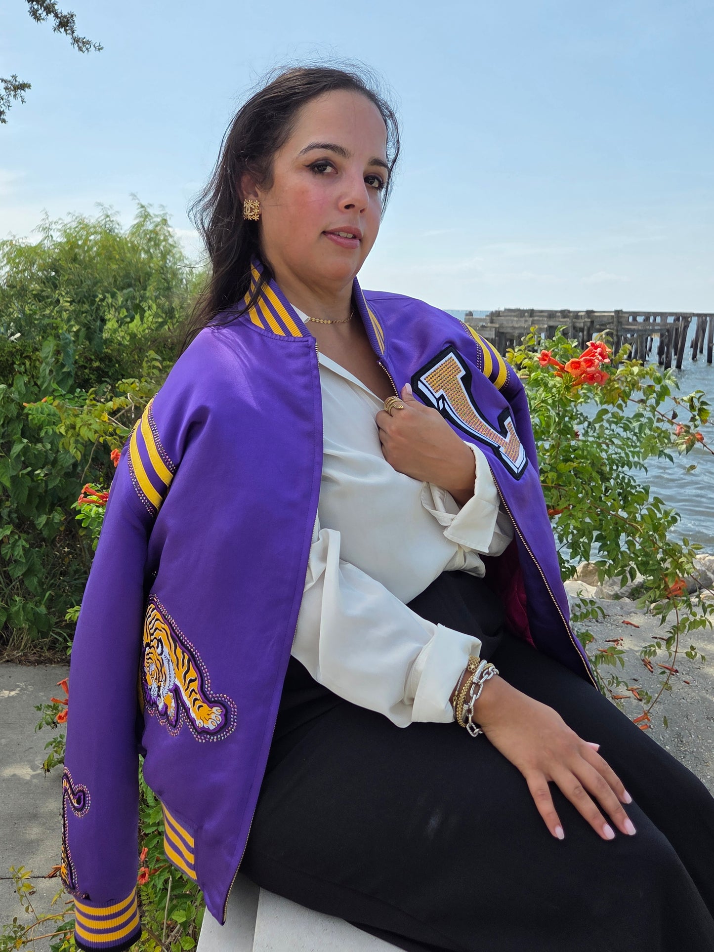 Rhinestone Bayou Bomber Jacket - Tiger Pocket Edition