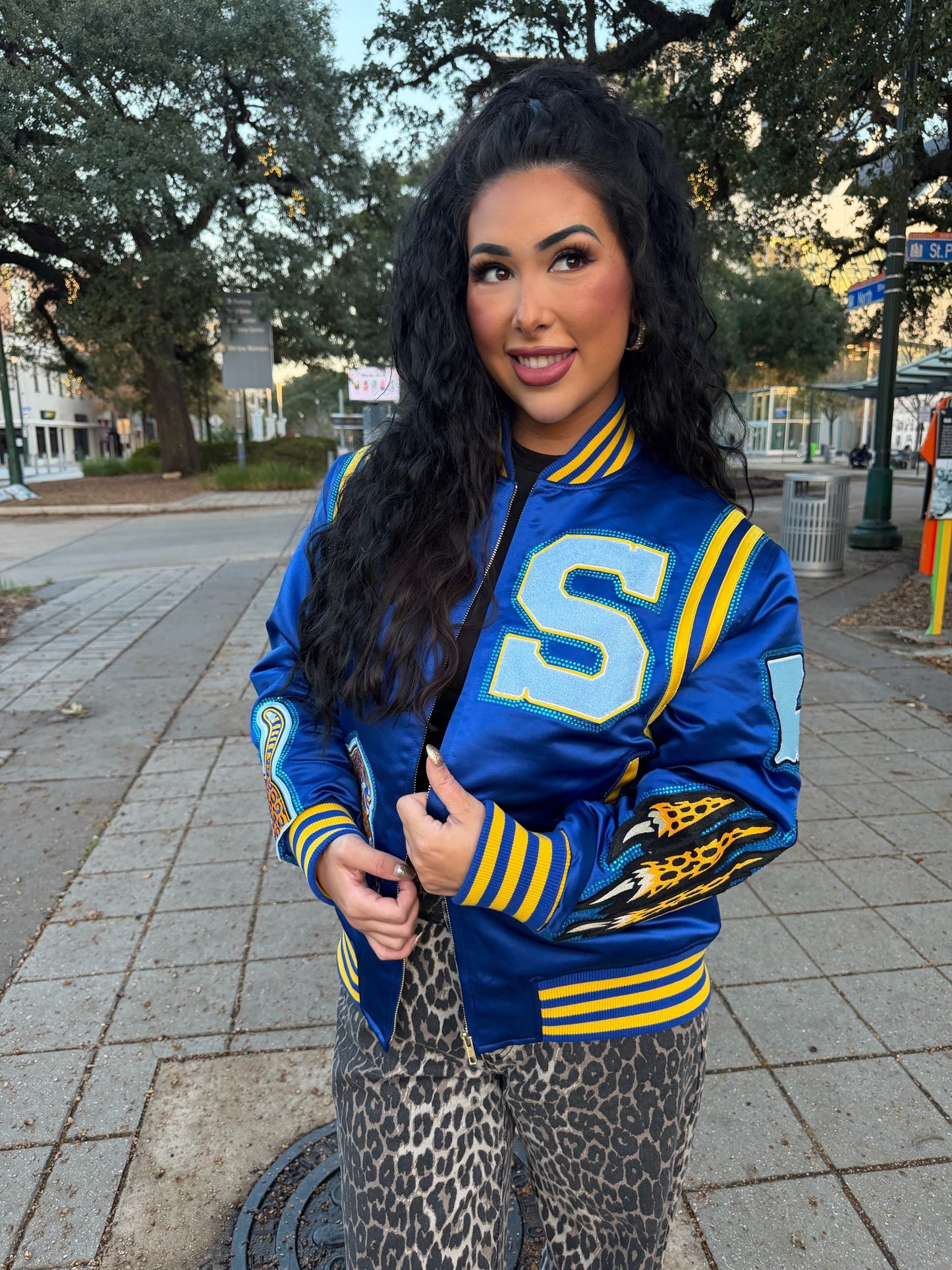 Rhinestone Jaguar Bomber