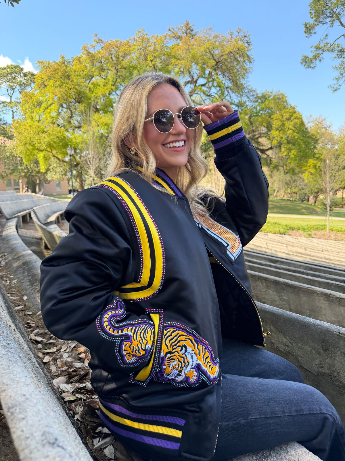 Black Rhinestone Bayou Bomber