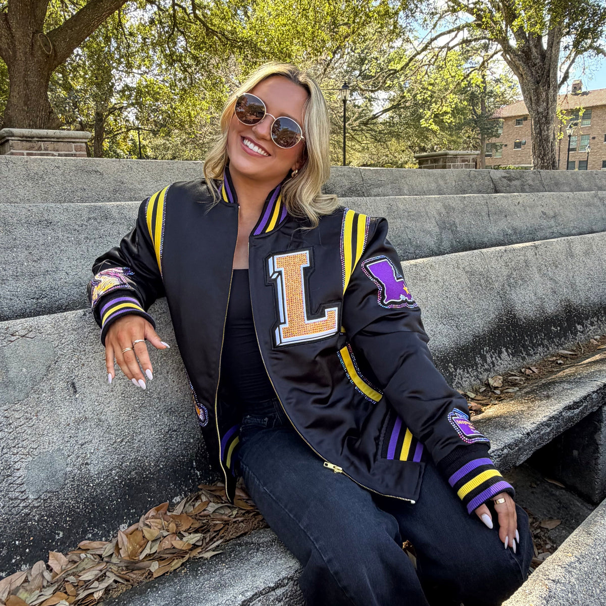 Black Rhinestone Bayou Bomber